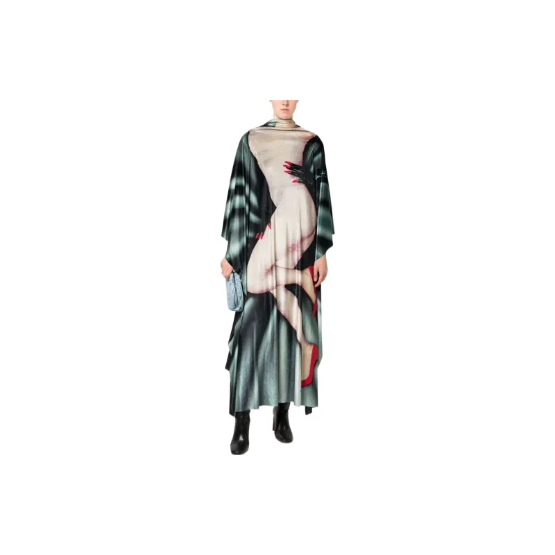 LOEWE FW22 Long Sleeved Dress Women's Green-1