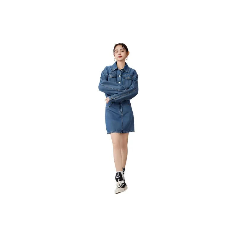 A21 Long Sleeved Dresses Women's Medium Blue-2