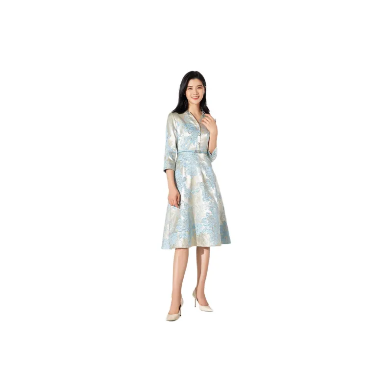 BBLLUUEE Long Sleeved Dress Women's Moonlight Blue-1
