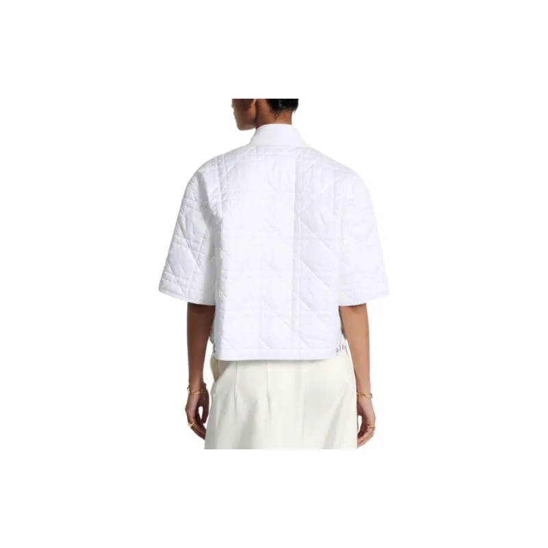 DIOR Large Cannage Pattern Short Sleeved Navy Coat Jackets Coats Women's White-3