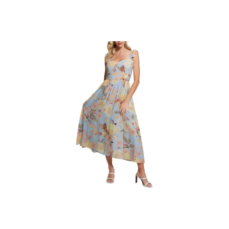GUESS Susanna Midi Dress Sleeveless Dress Women's Multicolor-4