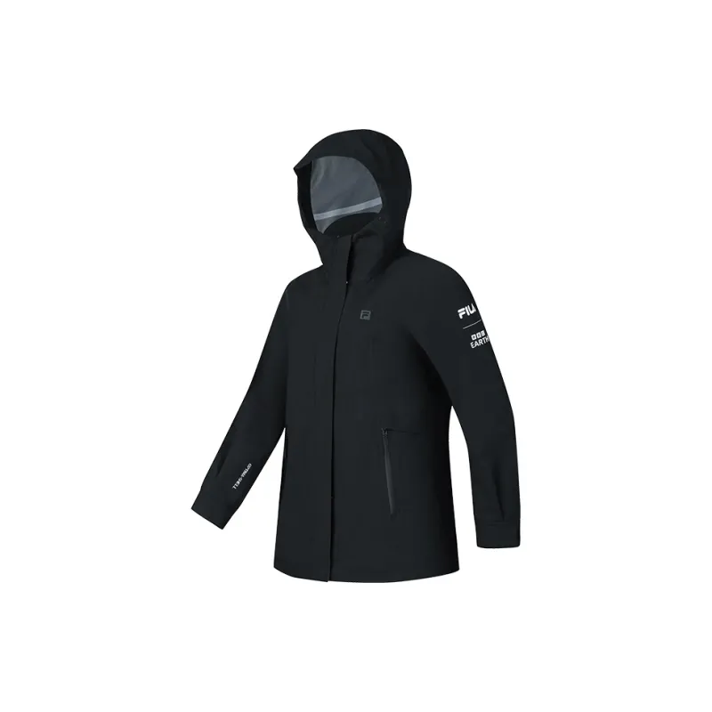 FILA Waterproof And Windproof To Keep Warm Windbreaker Jacket Women's Pitch Black-1