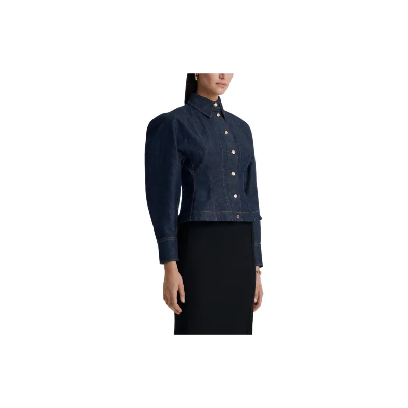 SCANLAN THEODORE Denim Cocoon Sleeve Jacket Denim Jacket Women's Indigo/Indigo Blue-3
