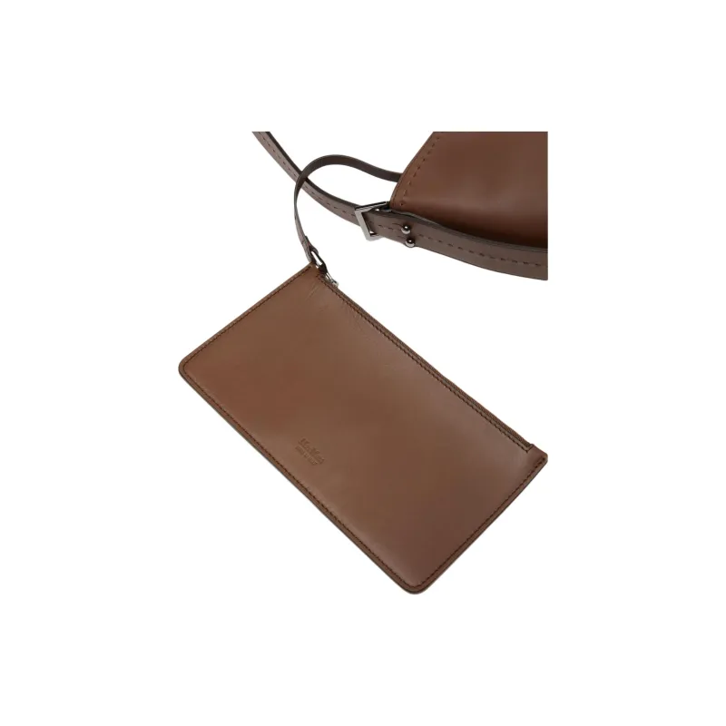 MaxMara Calfskin Bucket Bag Portable Crossbody Bag Shoulder Bag Small Size Women's Brown-5