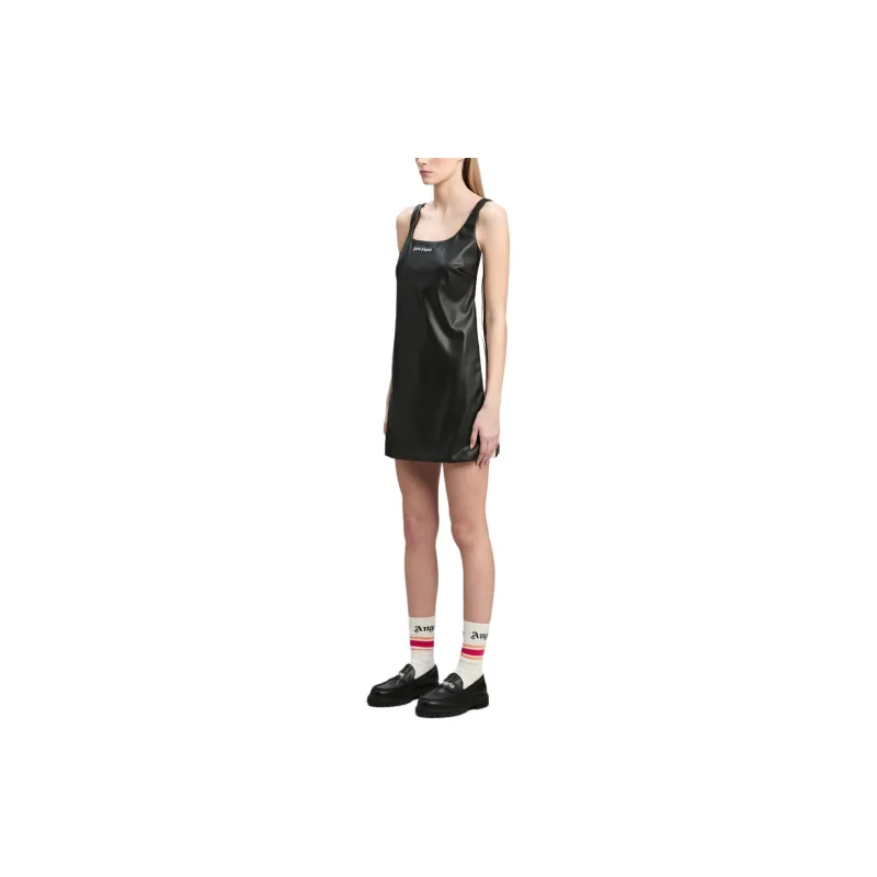PALM ANGELS Logo Embroidered Sleeveless Mini Dress-3