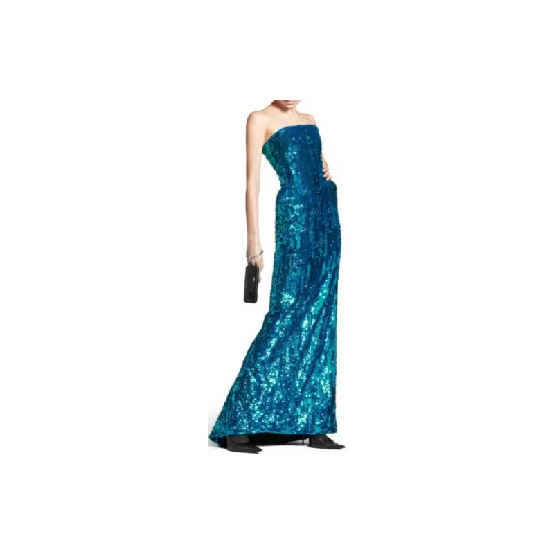 Balenciaga Bustier Gown In Turquoise Sleeveless Dress Regular Fit Women's Blue-2