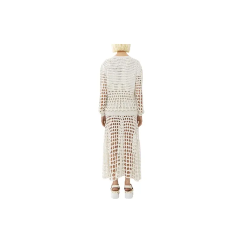 Chloe FW23 Casual Long Skirts Women's White-3