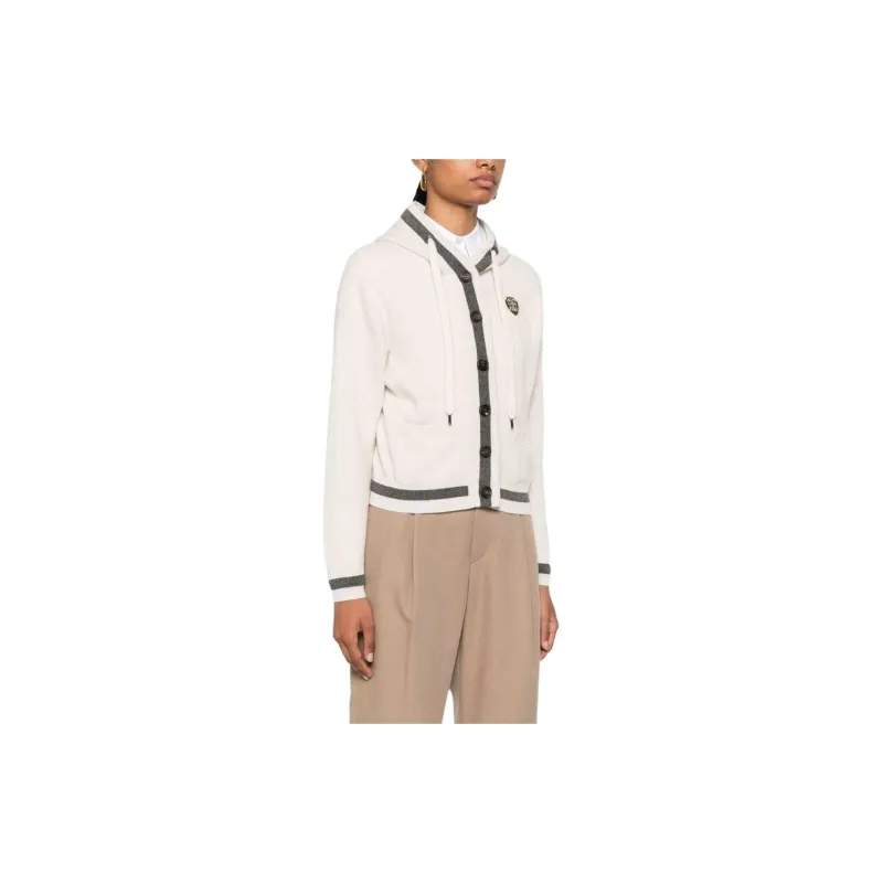 Brunello Cucinelli Logo Patch Hooded Drawstring Cardigan-2