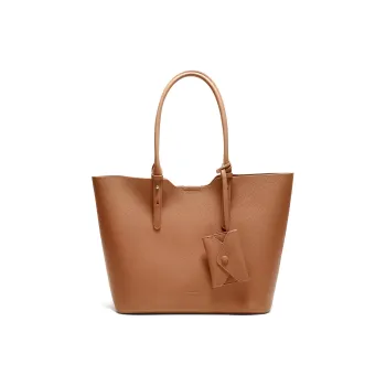 BELLE Cow Leather With Artificial Leather Tote Bag, Shopping Bag, Shoulder Bag Tubas Women's Brown/Beige