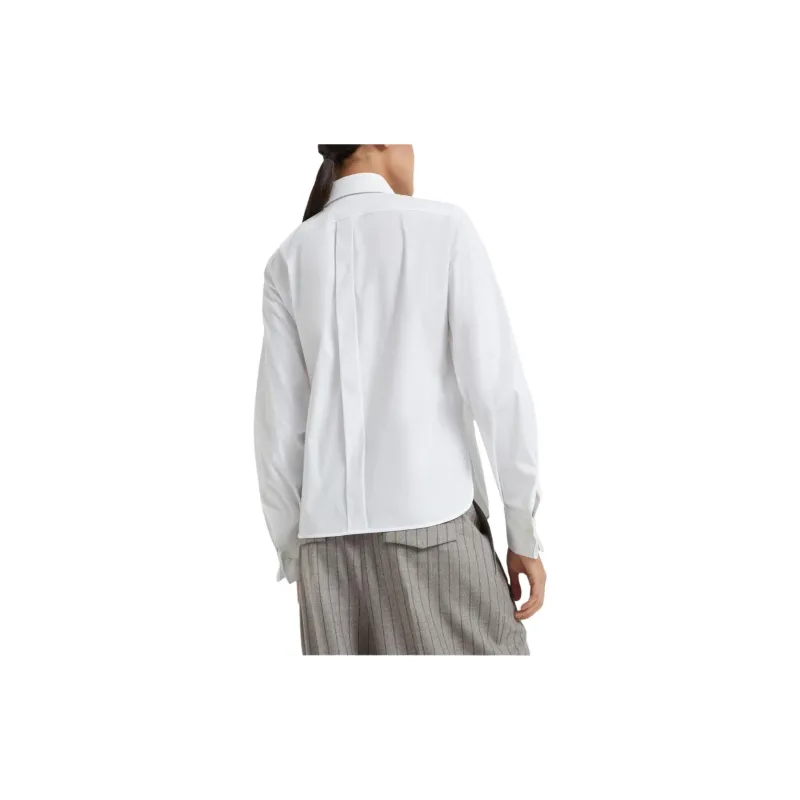 Brunello Cucinelli Embellished Stretch Poplin Shirt-2