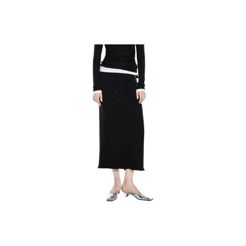 COVERINS Casual Long Skirt Women's Black-3