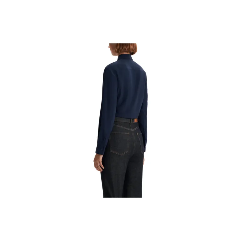 SCANLAN THEODORE Silk Tie Front Shirt Shirt Women's Navy/Marine Blue-2