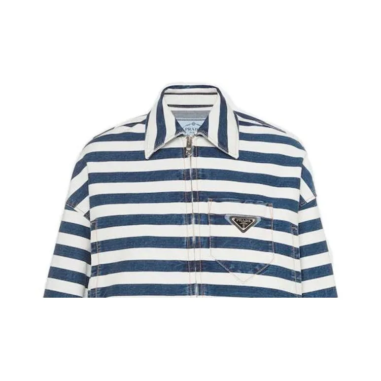 PRADA 2010s Cotton denim Striped Jacket-5