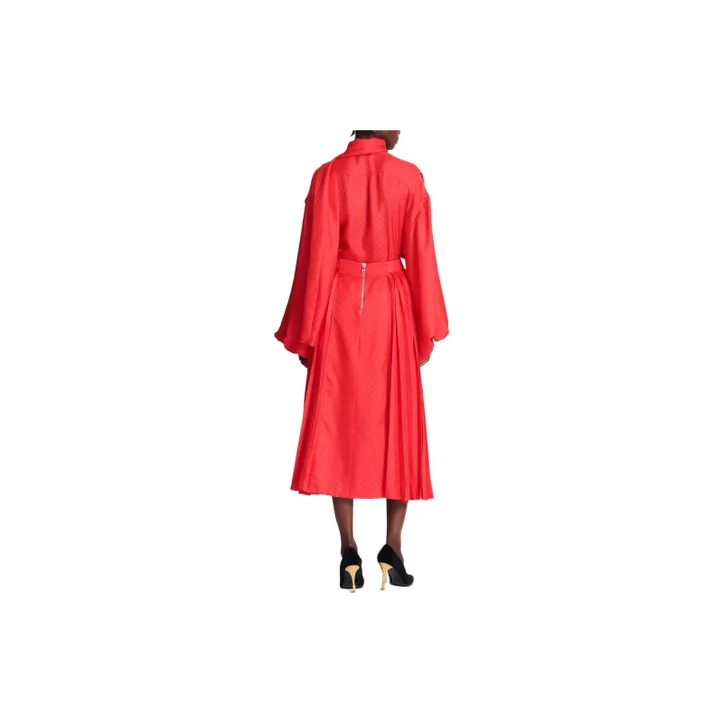 BALMAIN Mini Monogram Pleated Midi Skirt-1