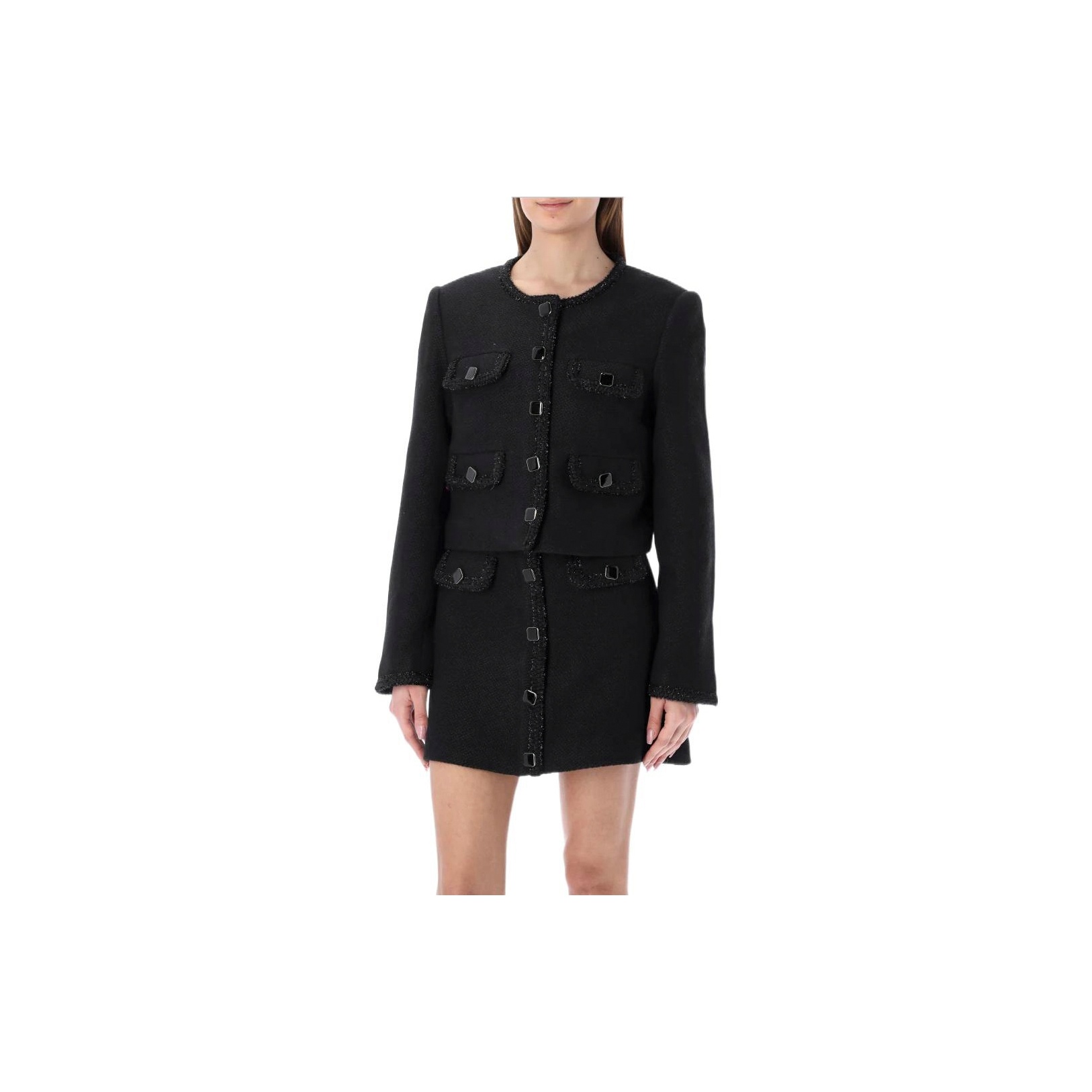 ジャケット SELF PORTRAIT Women Jackets AW24051JB BLACK Black Black Check Boucle Jacket – self-portrait-US