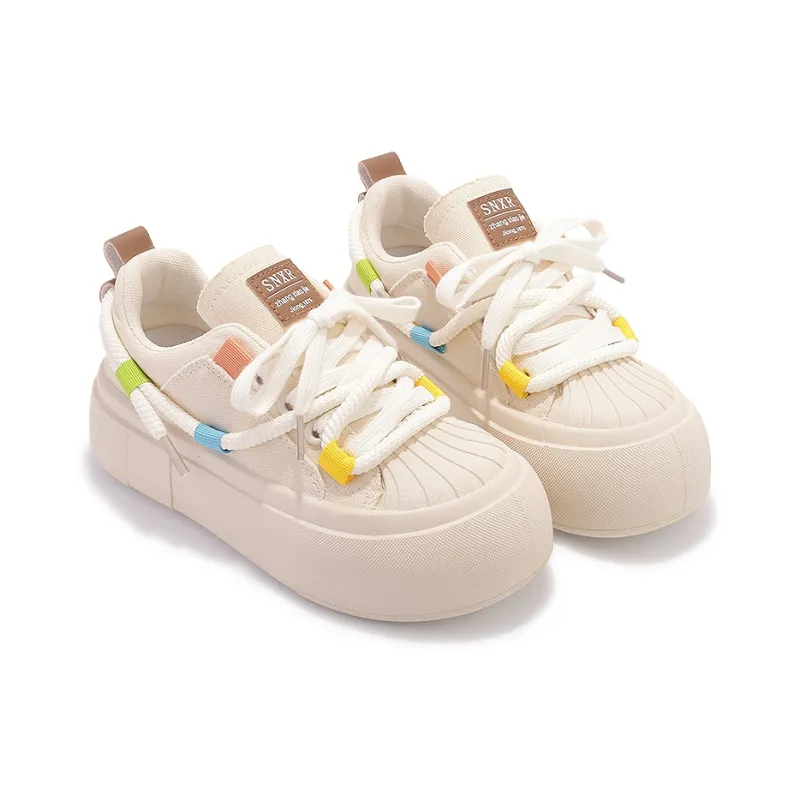 SNXR Cushioned Wear Resistant Lightweight Slip Resistant Low Top Skateboard Shoes Women's Beige-4