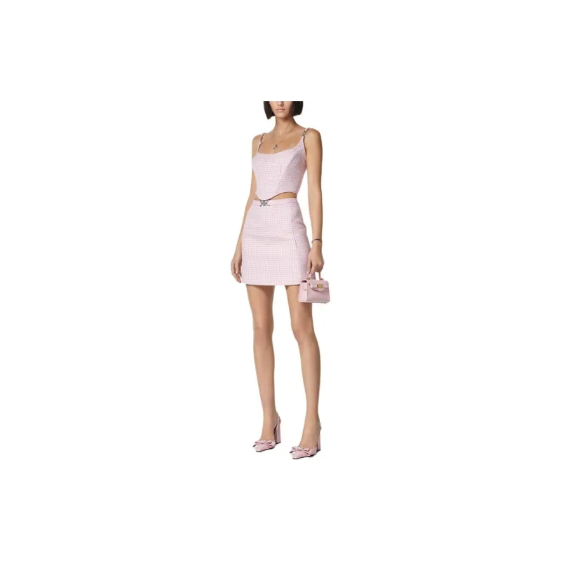 VERSACE Gingham print Corset Top-3