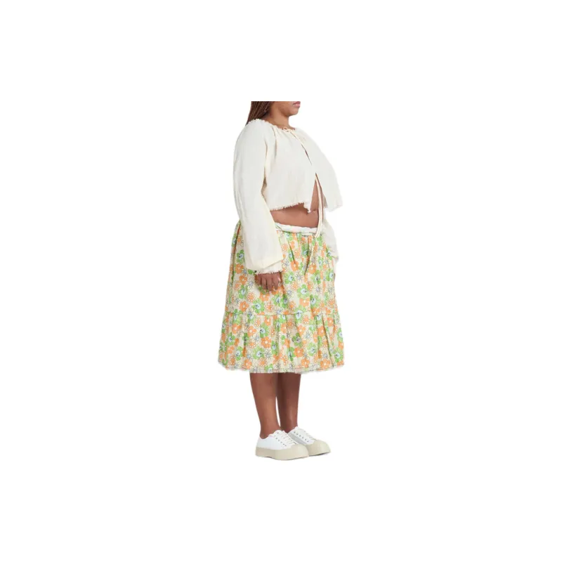 MARNI Floral print Organic Linen Midi Skirt-4