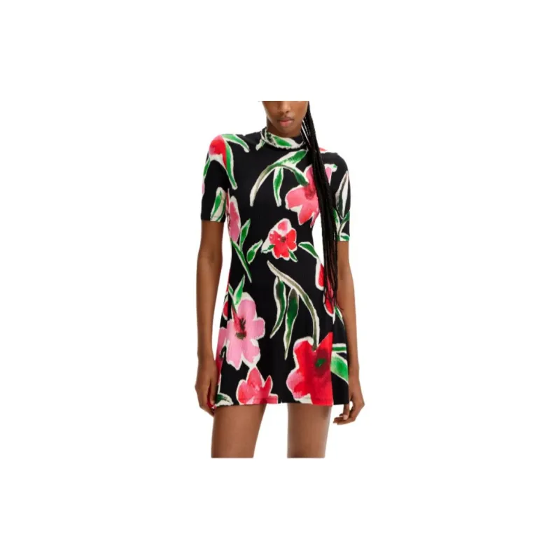 Desigual Short Sleeved Dress Women's Black-4