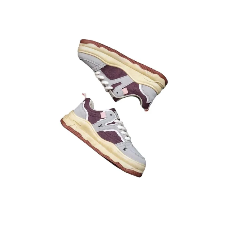 LOUIS VUITTON Skateboard Shoes Men's Gray Rice Flour-3