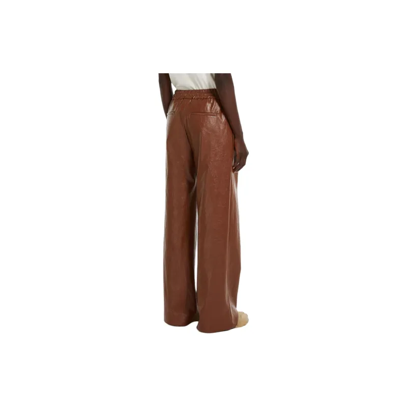 WEEKEND MaxMara Brezza Collection Coated Fabric Palazzo Trousers Casual Pants Women's Tobacco-1