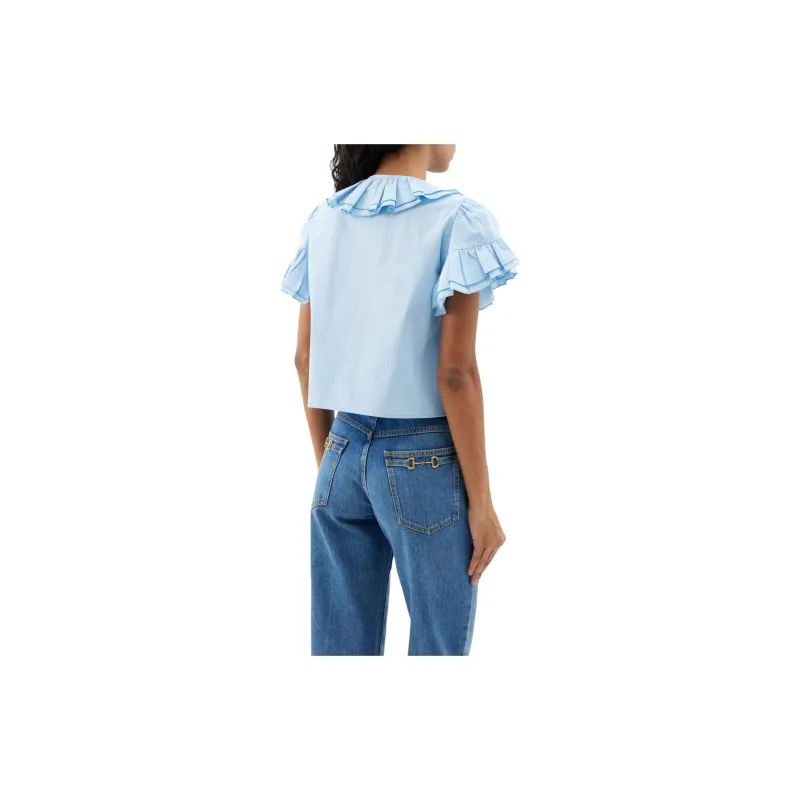 GUCCI Ruffled Short-Sleeved Blouse-3