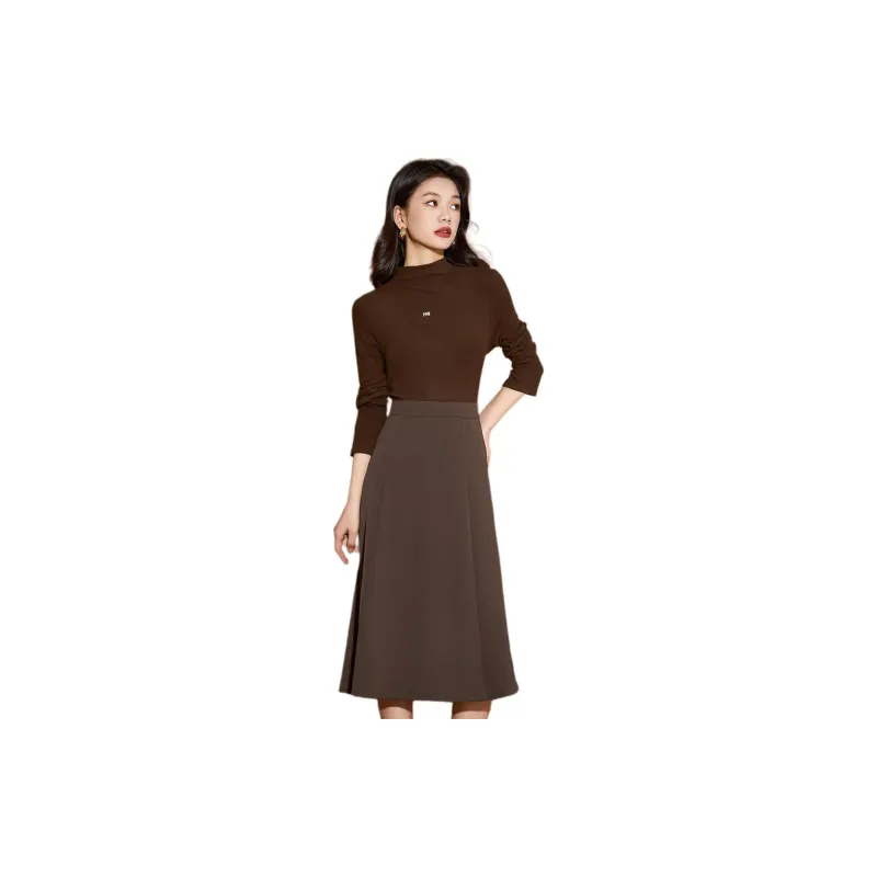 Mylan Long Sleeved Dresses Women's Coffee-1