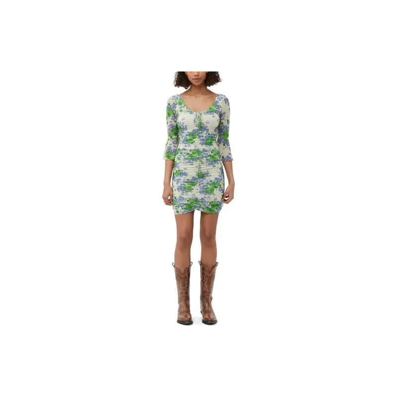 GANNI Floral print Ruched Minidress-2