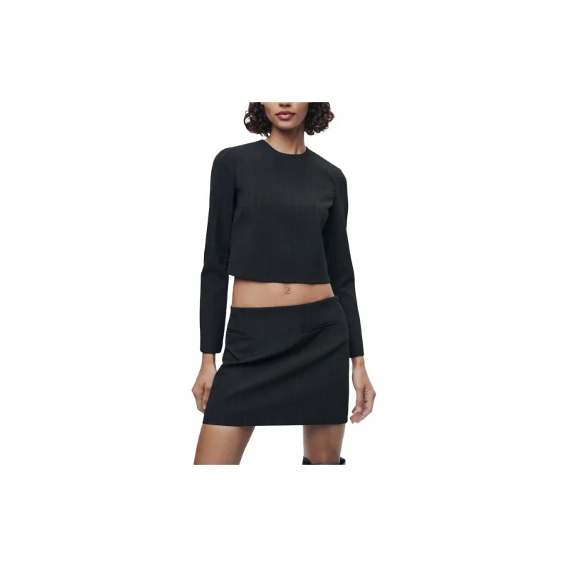 ZARA Crop Tops Women's Black-4