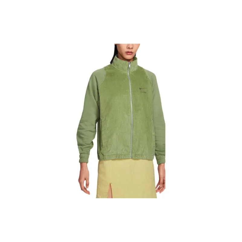 Nike Air Women's Corduroy Fleece Full Zip Jacket Green-3