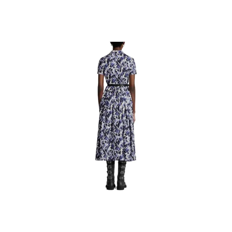 DIOR Flared Shirt Dress Short-Sleeved Dresses Women's Dark Blue-3