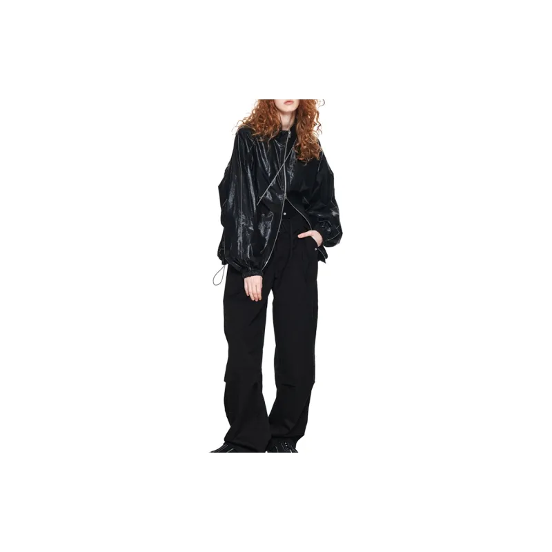 MATIN KIM Women's Logo Coating Jacket Black-2