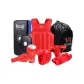 Red (Chest Protection+Helmet+Calf Guard+Guard Shield, Protective Gear Bag+Boxing Gloves+Mouthguard+Footback Guard)