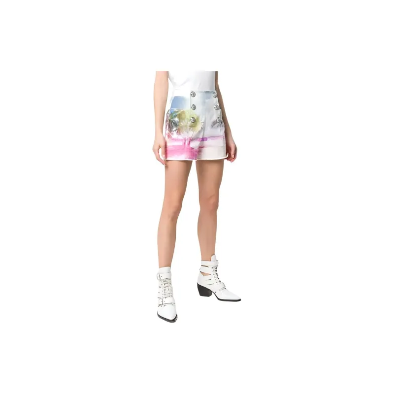 BALMAIN Printed Denim Shorts-3