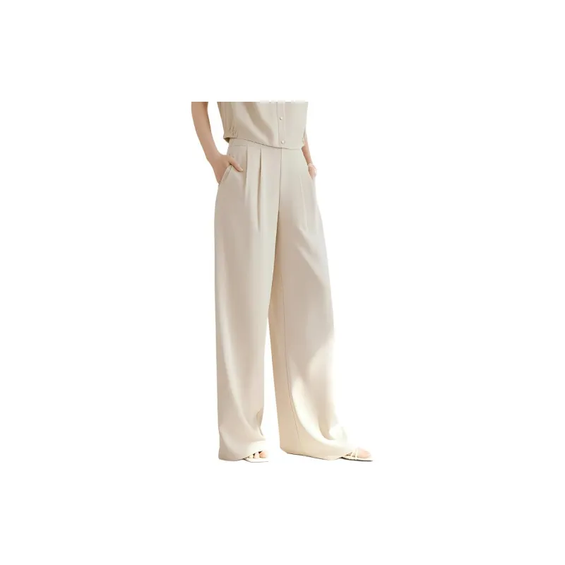 Hopeshow Casual Pants Women's Cow Milk Coffee-2