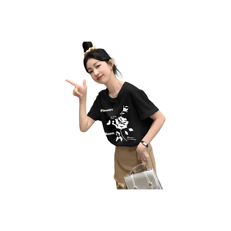 Tonlion T Shirts Women's Black-1