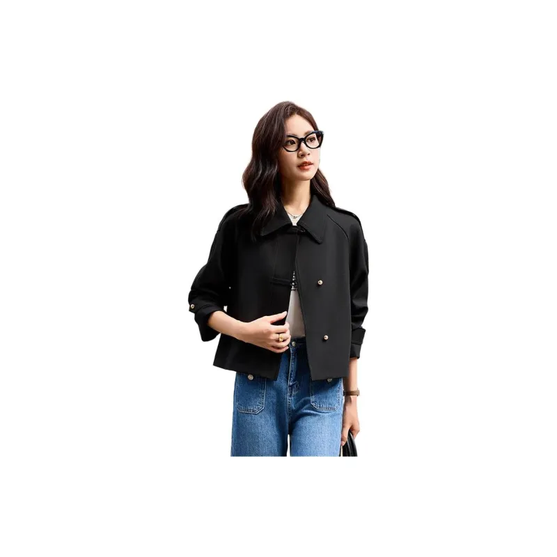 Yi Mengyuan Cropped Trench Coat Women's-4
