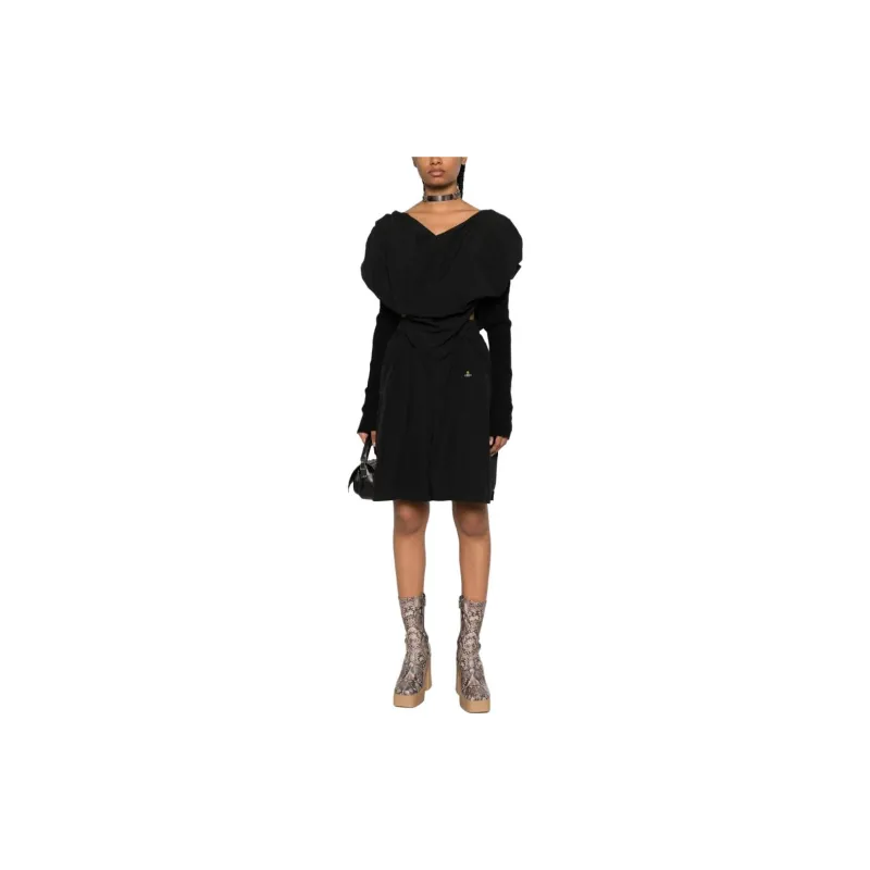 Vivienne Westwood Logo-embroidered Draped Playsuit-1