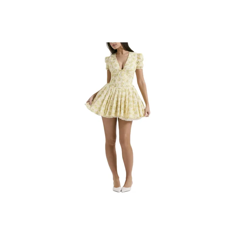 HOUSE OF CB IMANI Short Sleeved Dress Women's BUTTERCUP/Yellow-3