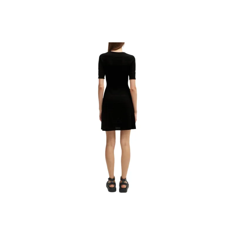 HUGO BOSS Short Sleeved Dresses Women's Pure Black-3