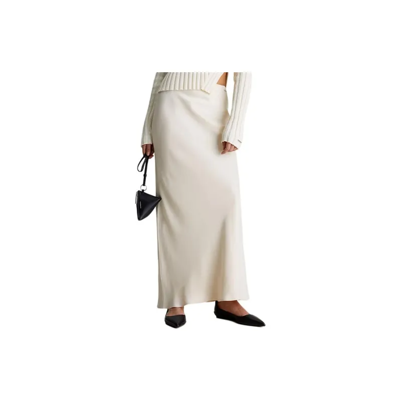 CALVIN KLEIN Casual Long Skirt Women's White-2