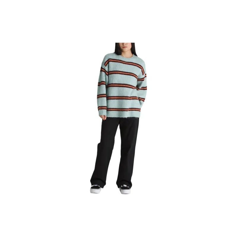 Vans Suzie Stripe Crew Sweater Knitwear Women's Dusty Gray-1