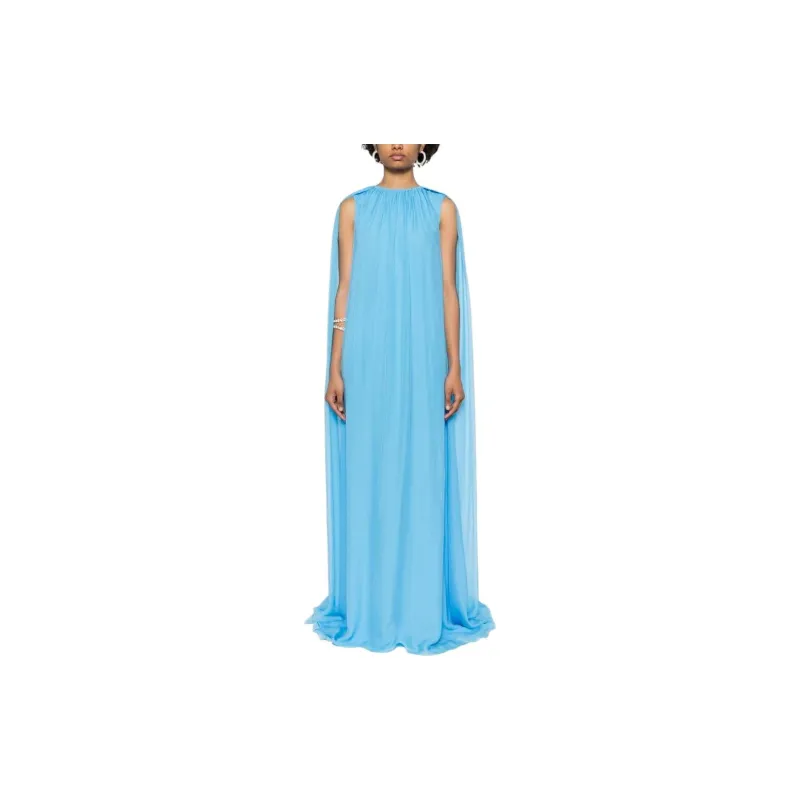 OSCAR DE LA RENTA Draped Silk Maxi Dress-1