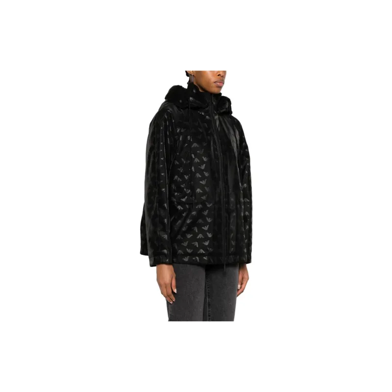 EMPORIO ARMANI Logo print Tonal Hooded Jacket-3