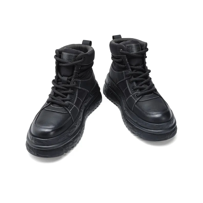 FAIRWHALE High Top Skateboard Shoes Men's Black-3