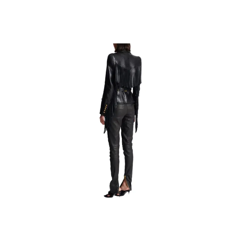 BALMAIN Jolie Madame Fringed Leather Jacket-2