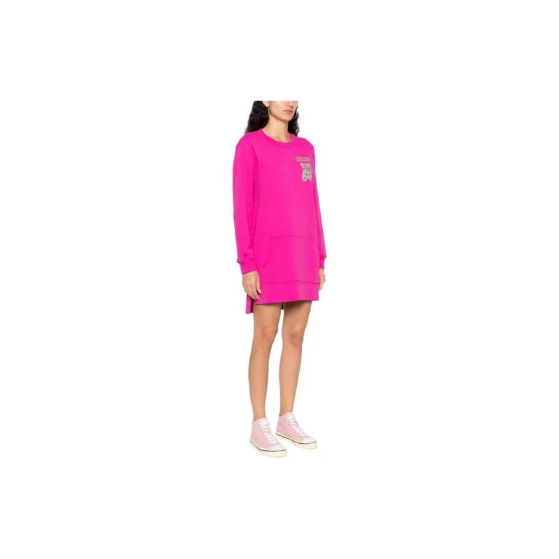 MOSCHINO Teddy Bear Embellished Crewneck Sweatshirt Dress-3