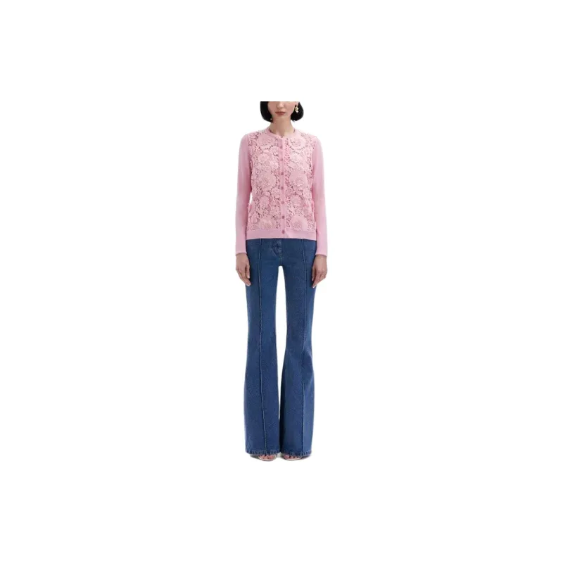 Oscar De La Renta Lace-panels Silk-blend Cardigan-1