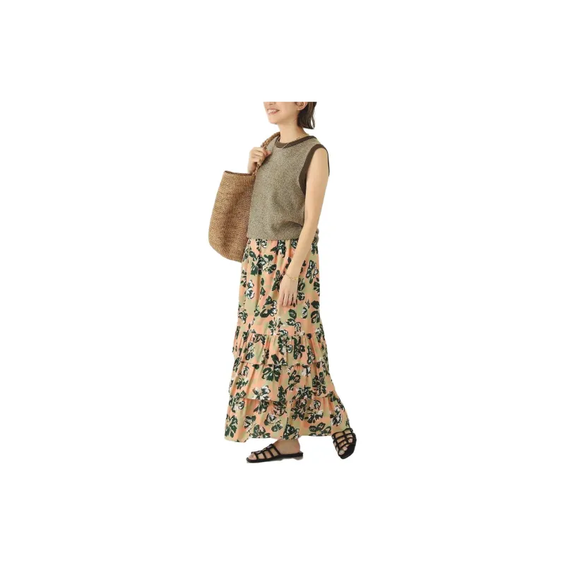 Beams Casual Long Skirts Women's Orange-2