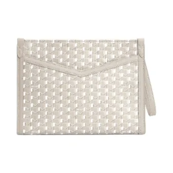 Moynat Canvas With Leather Trim Clutch Women's Gray